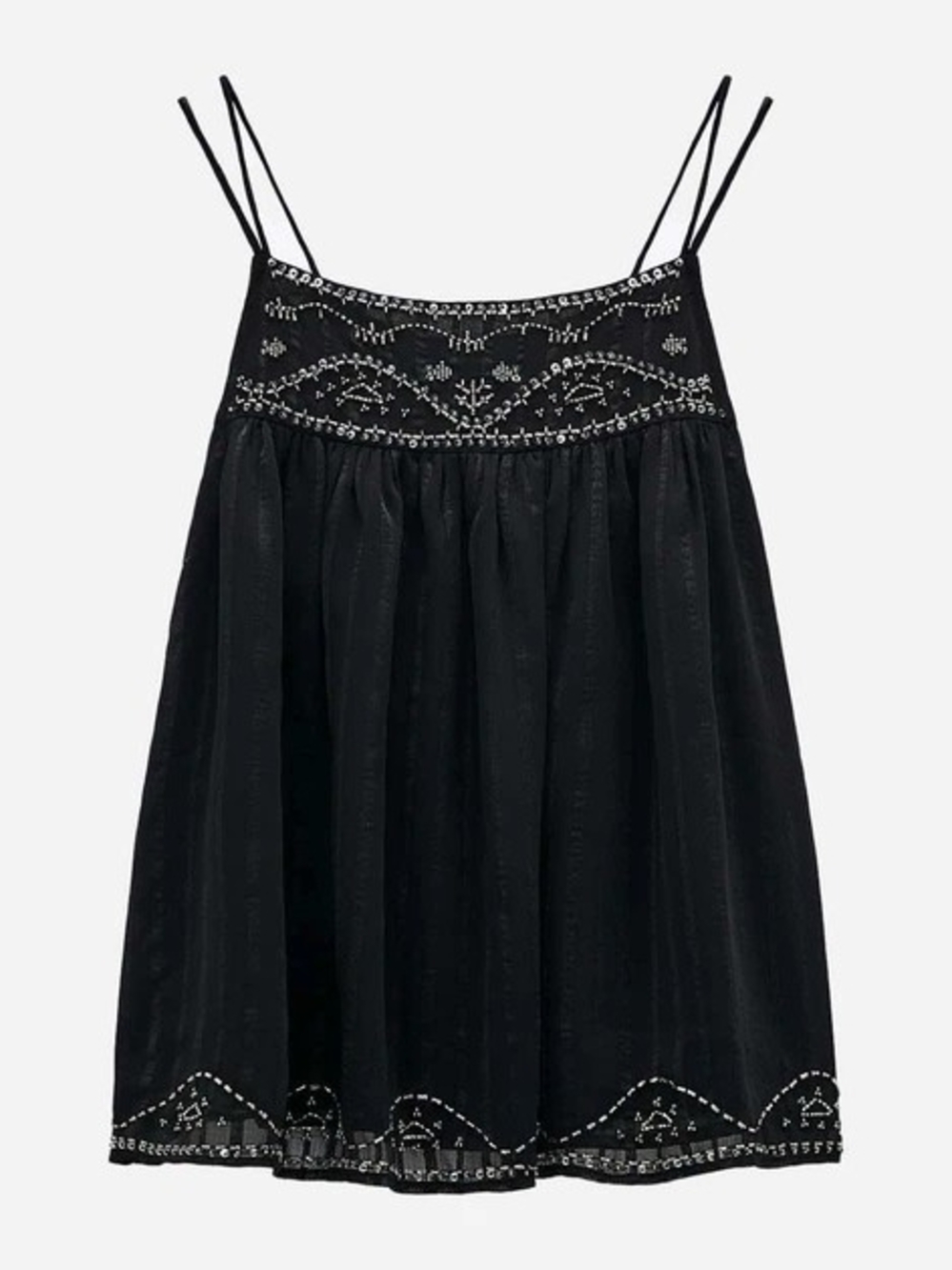 Zara Black Embroidered Spaghetti-Strap Top